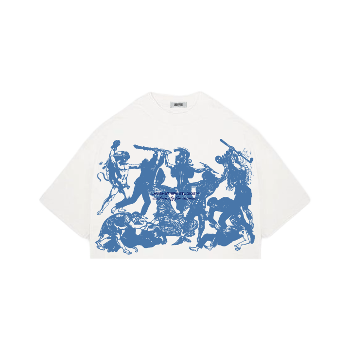 Greek Attic Crop Top - Orion Blue